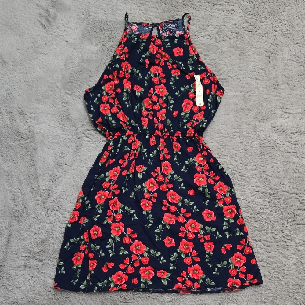 Cherokee Floral Viscose Dress with red and Blue flower print size M